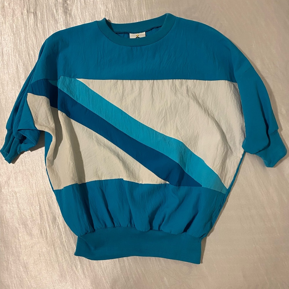 Vintage 80’s Blue teal white sweatshirt